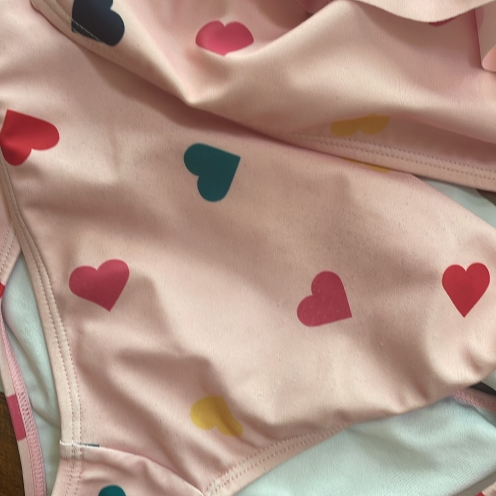 Pink Ruffle Heart Print Swimsuit - Picture 6 of 6